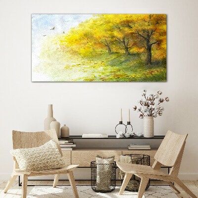 Schilderij op glas Gouden herfst in het park