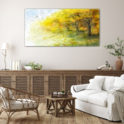 Schilderij op glas Gouden herfst in het park