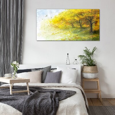 Schilderij op glas Gouden herfst in het park