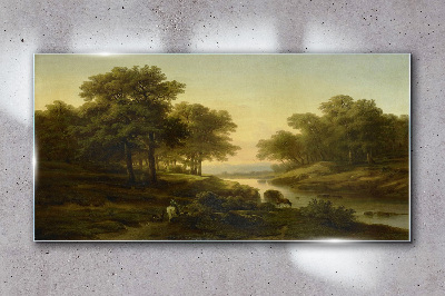 Foto op glas Een vredig landelijk landschap