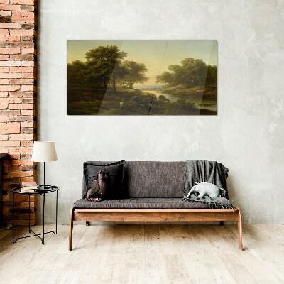 Foto op glas Een vredig landelijk landschap