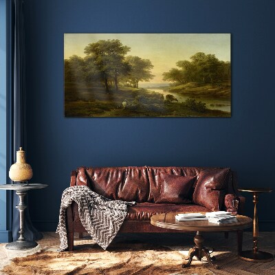 Foto op glas Een vredig landelijk landschap