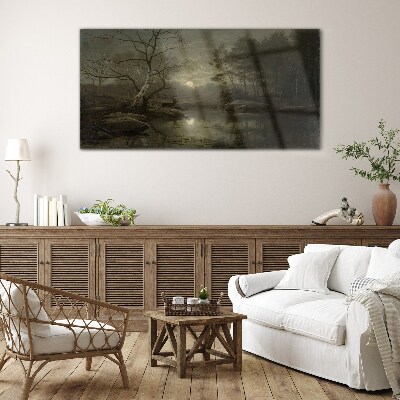 Glas foto Nachtlandschap met een hert