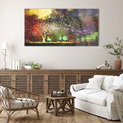 Schilderij op glas Magisch bos bij schemering