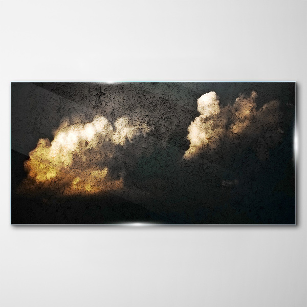 Schilderij op glas Gouden wolken op een donkere achtergrond