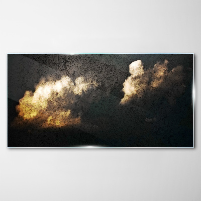 Schilderij op glas Gouden wolken op een donkere achtergrond