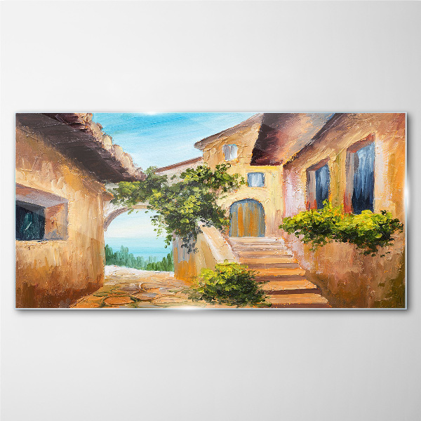 Foto op glas De charmante straatjes van het kustdorp