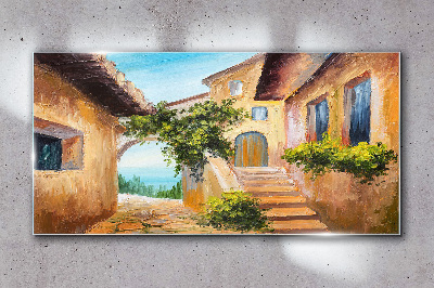 Foto op glas De charmante straatjes van het kustdorp