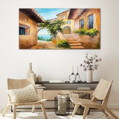 Foto op glas De charmante straatjes van het kustdorp