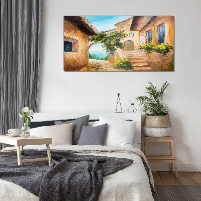 Foto op glas De charmante straatjes van het kustdorp