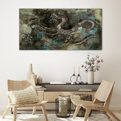 Glas foto Draak in de wolken