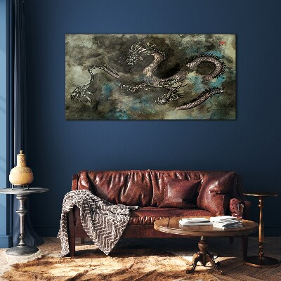 Glas foto Draak in de wolken