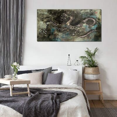 Glas foto Draak in de wolken