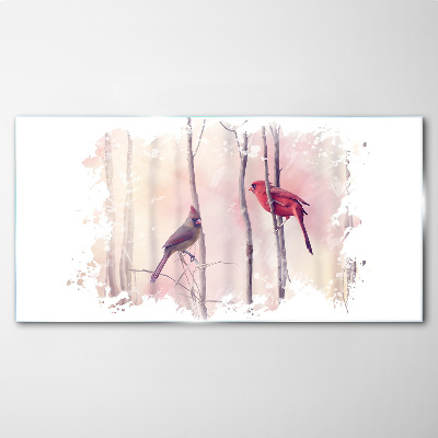 Foto op glas Vogels in het winterbos