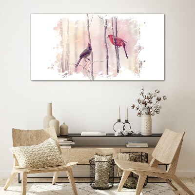 Foto op glas Vogels in het winterbos