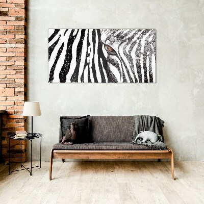 Schilderij op glas Zebra in monochrome stijl