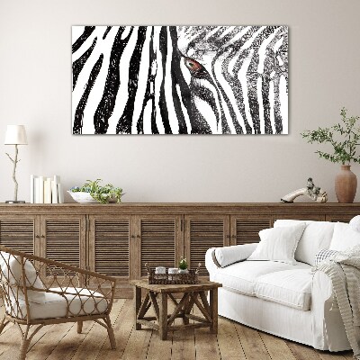 Schilderij op glas Zebra in monochrome stijl
