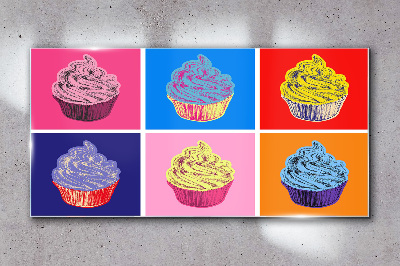 Schilderij op glas Kleurrijke muffins in pop-artstijl