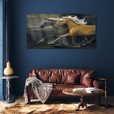 Glas foto Rennende paarden