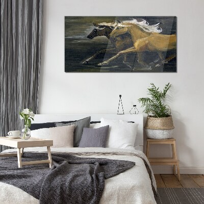 Glas foto Rennende paarden