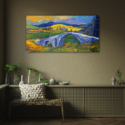 Foto op glas Regenboogbrug in een schilderachtig landschap