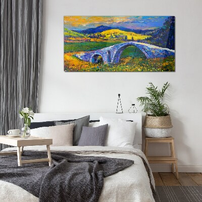 Foto op glas Regenboogbrug in een schilderachtig landschap