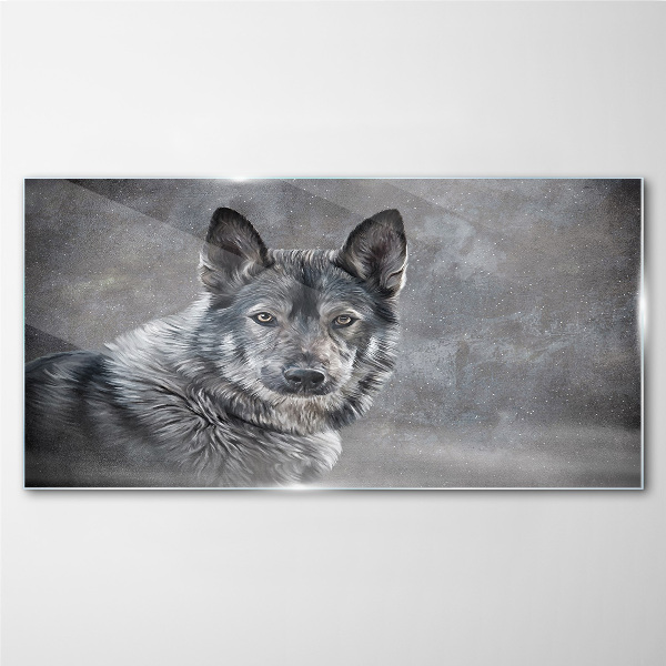 Foto op glas Portret van een grijze hond