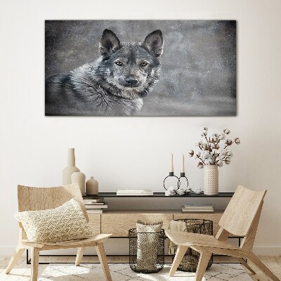 Foto op glas Portret van een grijze hond