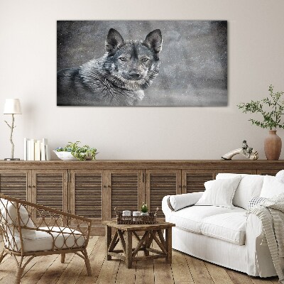 Foto op glas Portret van een grijze hond