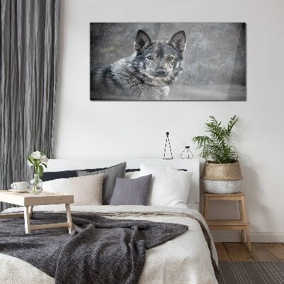 Foto op glas Portret van een grijze hond