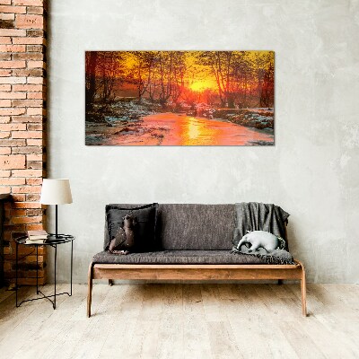 Glas foto Gouden uur op de rivier