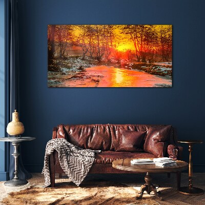 Glas foto Gouden uur op de rivier