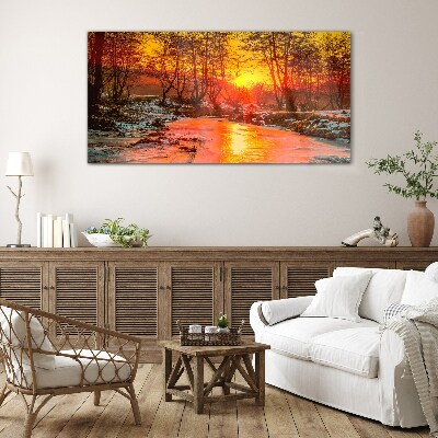 Glas foto Gouden uur op de rivier