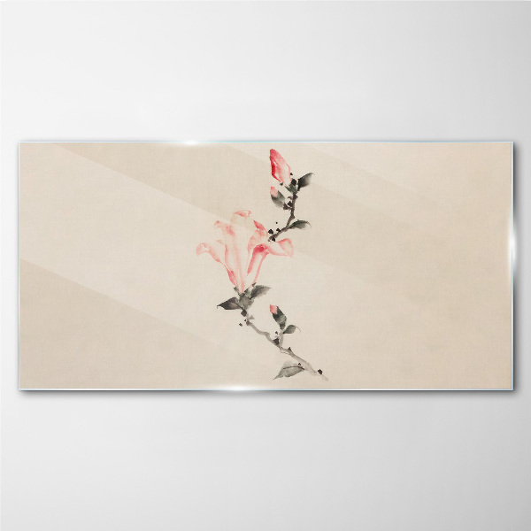 Schilderij op glas Bloemig minimalisme in delicate tinten