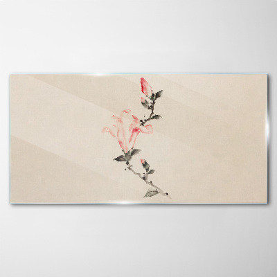 Schilderij op glas Bloemig minimalisme in delicate tinten