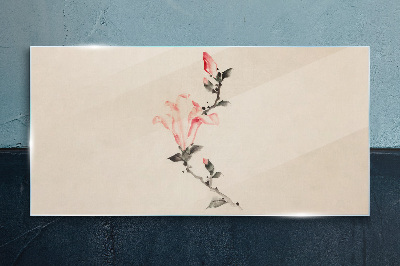 Schilderij op glas Bloemig minimalisme in delicate tinten