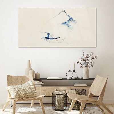 Foto op glas Een vredig berglandschap met een boot