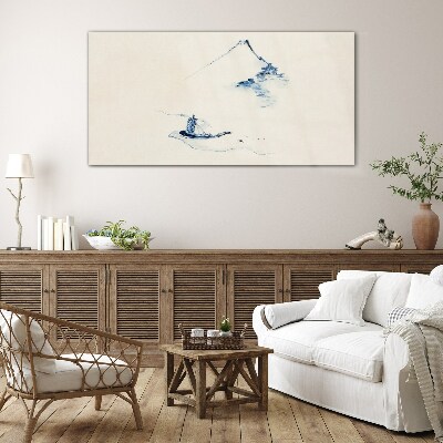 Foto op glas Een vredig berglandschap met een boot