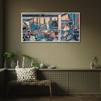 Glas foto Een scène uit het Japanse leven