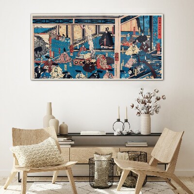 Glas foto Een scène uit het Japanse leven