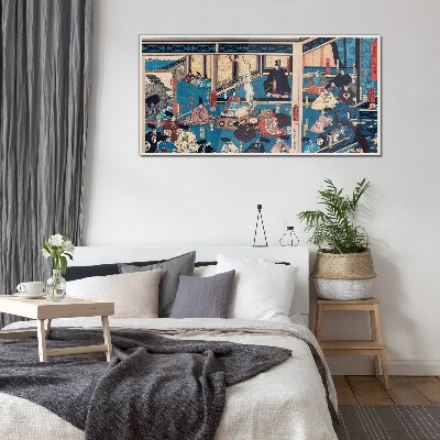 Glas foto Een scène uit het Japanse leven