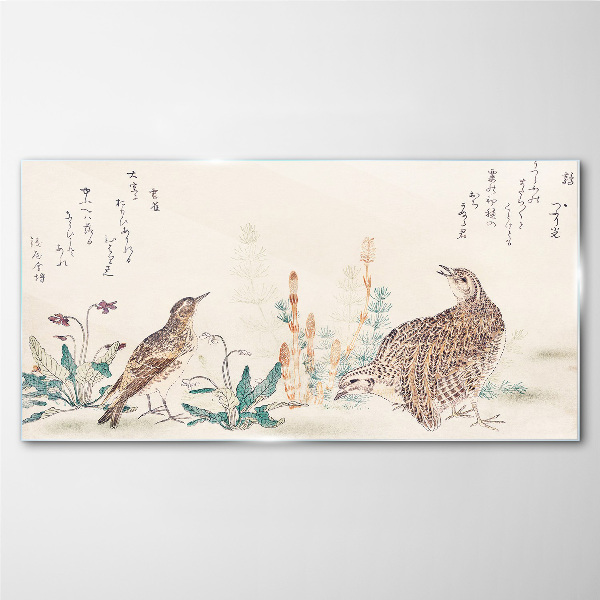 Schilderij op glas Vogels tegen de achtergrond van vegetatie