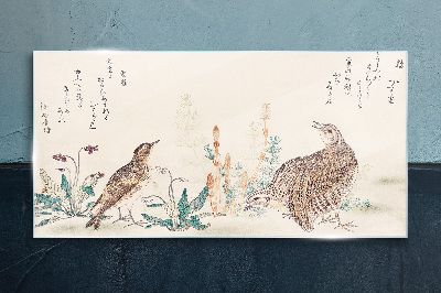 Schilderij op glas Vogels tegen de achtergrond van vegetatie