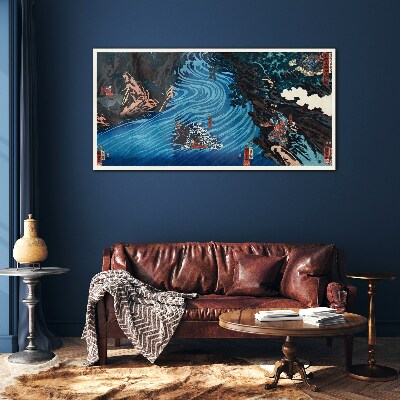 Foto op glas Een golf op de rivier