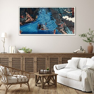 Foto op glas Een golf op de rivier