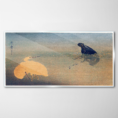 Glas foto De stilte van het water en de vogel