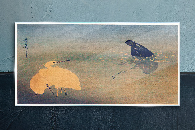 Glas foto De stilte van het water en de vogel