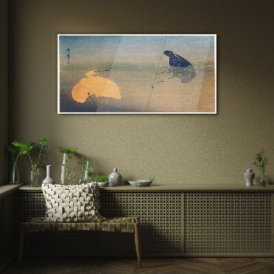 Glas foto De stilte van het water en de vogel