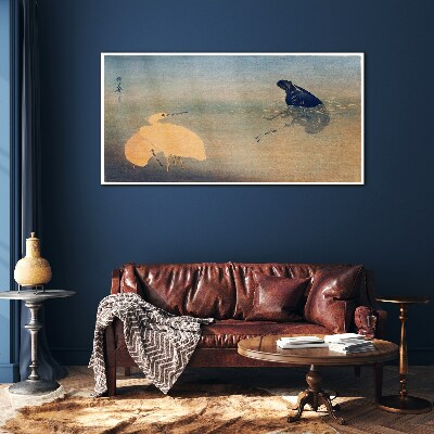 Glas foto De stilte van het water en de vogel