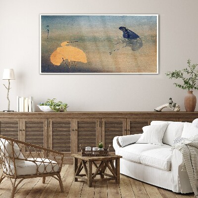 Glas foto De stilte van het water en de vogel